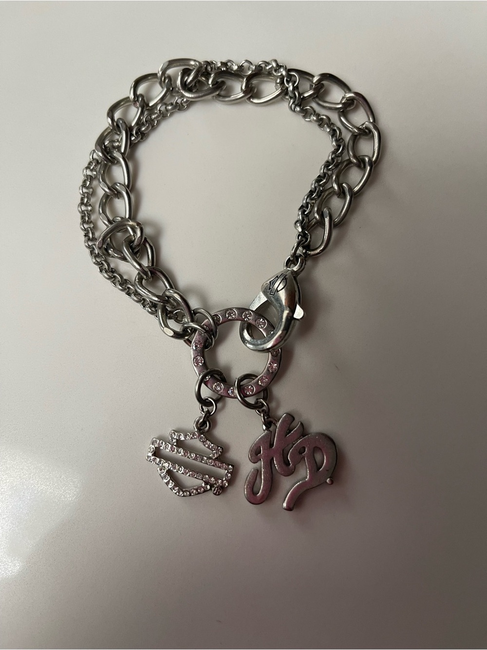 Silver-Tone Charm Bracelet with  Accents
